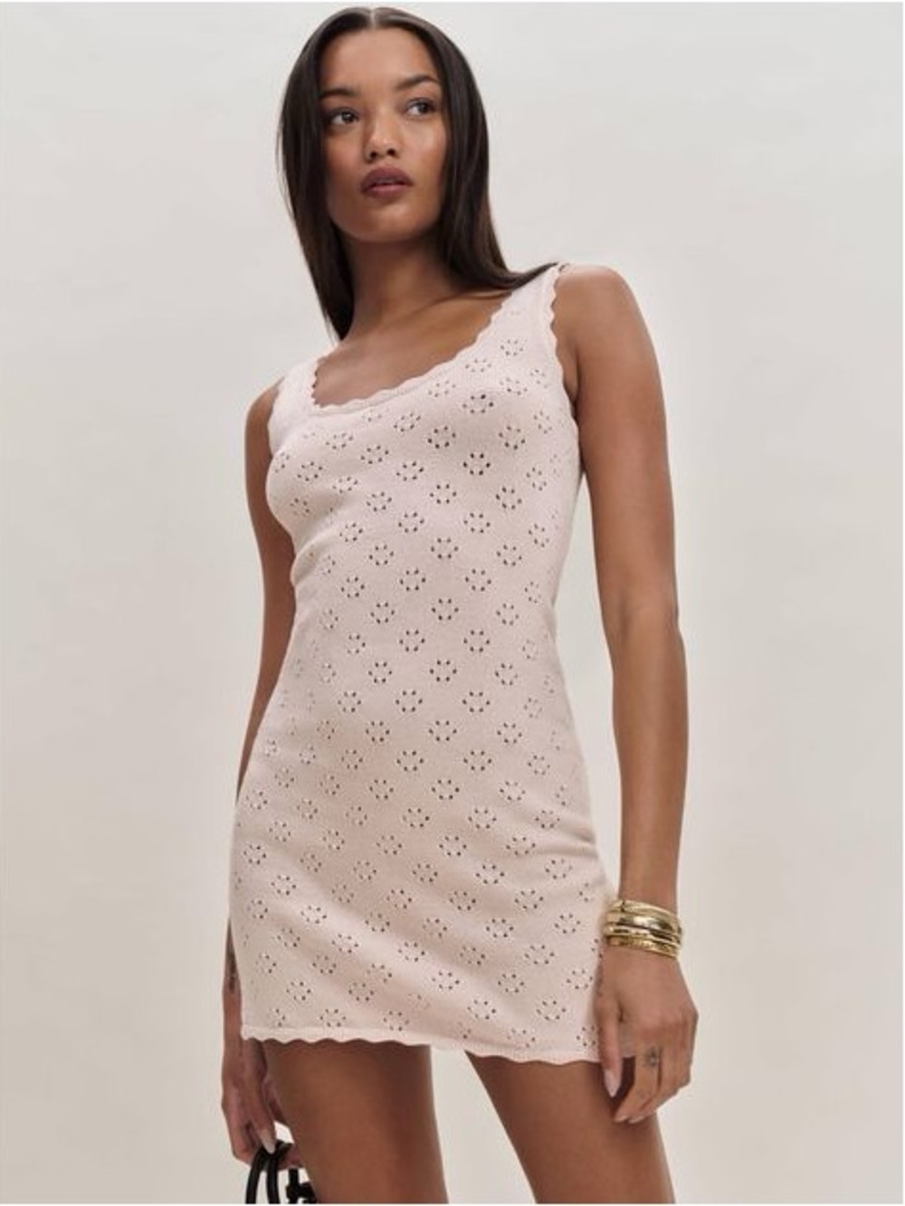 Reformation Forest Cotton mini sweater dress in powder pink size Large